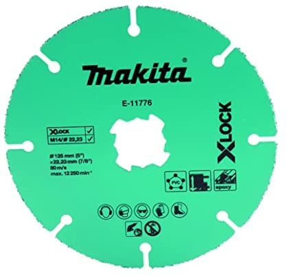 Makita E-11776 X-LOCK Trennscheibe universal 125 x 2,0 mm, 1 Stück, für bspw. Kunststoff, Gipskarton, Holz mit Nagelrückständen, passend für alle 125 mm X-LOCK Winkelschleifer