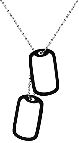 Ayoiow Männer Halskette, Edelstahl Kette Lang Doppelte Dog Tag Halskette Silber schwarz