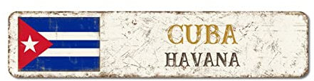 Kuba Blechschild Havanna Aluminium Metallschild Nationalflaggen Land Souvenir Stadt Souvenir 7,6 x 30,5 cm rostfreies Schild für Bars Zuhause Bier Mann Höhle Garage