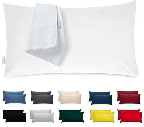 Kissenbezug 40 x 80 Mikrofaser Premium 2er Set Kopfkissenbezug 40x80 für Kissen Bett Stoff Superweicher Resistent Hypoallergen Anti-Milben Atmungsaktiv Kissenhülle mit Verdecktem Zip Voll Waschbar