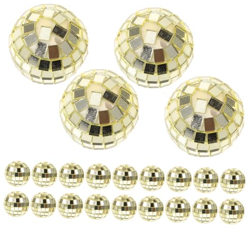 Weihnachtsbaum Spiegelkugel Weihnachtskugel Christbaumkugeln Deko Spiegelkugel Anhänger Weihnachtsbaumschmuck Glitter Kugel für Tannenbaum Disco 70er Jahre Party Dekoration 24 Stück Gold