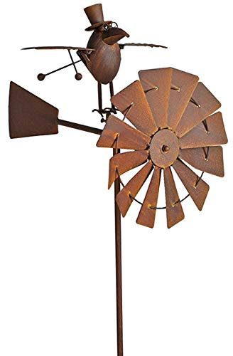 La Grande Prairie Girouette éolienne Moulin Jardin Birdy 42x58x150cm
