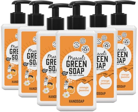 Marcel's Green Soap - Handseife Orange & Jasmin - Flüssigseife Spender - 100 % Umweltfreundlich - 100 % Vegan - 97 % Biologisch abbaubar - 6er-Pack - 250 ml