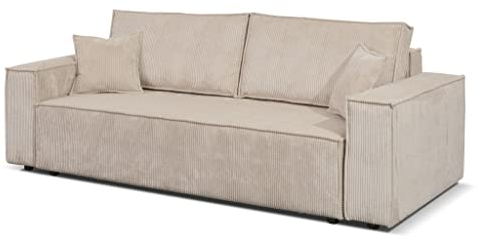 MargaretHadas24 Couch Passio III mit Schlaffunktion und Bettkasten 250 cm Wohnlandschaft Schlafcouch (Poso 02 - Cappucino)