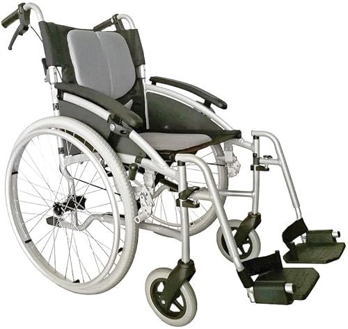 FabaCare Rollstuhl Easy Comfort mit Bremse für Begleitperson, Reiserollstuhl faltbar leicht Alu, Leichtgewichtrollstuhl bis 125 kg, Transportrollstuhl ultraleicht, Sitzbreite 45 cm
