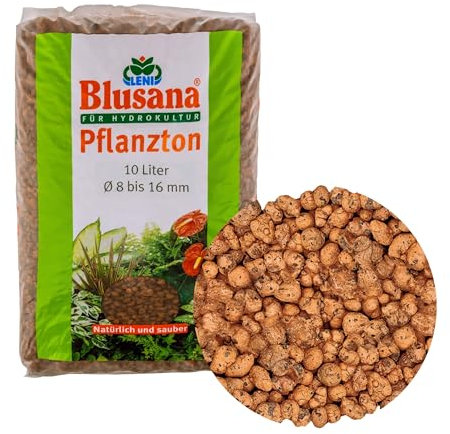 Blusana Blähton 10l Pflanzsubstrat für Hydrokultur | Ton-Granulat Körnung 8-16mm Drainagematerial & Bodenauflockerung