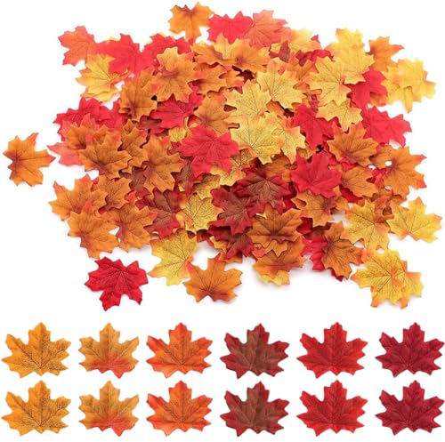 GNHG 500 Stück Herbstdeko Blätter Deko Herbstblätter Deko,kunstblumen Herbst,Blätter Deko Herbst Streudeko Herbst Herbstblätter Deko Blätter künstliche blätter deko blätter Herbst Wald deko
