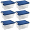 AC - Pack de 6 Cajas de ordenación de plástico - Nº 10 - Transparente con Tapa Azul - Modelo HG - Capacidad 5 litros - Dimensiones Aprox.: 29,4 x 20 x 14,5 cm