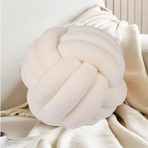 Sightday Knot Pillow,Knot Cushion,Round Plush Throw Pillow Handmade Soft Knotted Ball,Home Decorative Knot Ball Pillow Cuddle Cushion for Room Sofa Home Bed Floor,Bed Pillows Decoration(White/20cm)