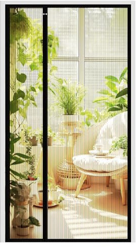 Jespeed Zanzariera Magnetica per Porta Balcone Con Apertura Laterale 115x245cm Porta Anti-insetti Con Chiusura in Adesivo Magico, Chiusura Automatica per Camper, Soggiorno, Nero