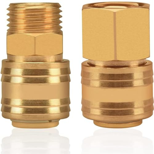 Lot de 2 raccords à air comprimé 1/2'' - Raccord rapide à air comprimé - Filetage intérieur en laiton IG 1/2'' - Raccord femelle 1/2'' AG - Raccord en laiton
