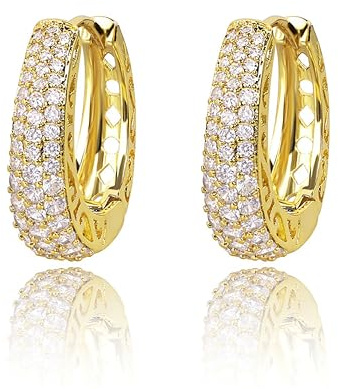 Ohrringe Damen Gold Zarte Ohrringe Mädchen Modische Leichte Ohrringe Creolen Hypoallergene Ohrringe 18K Huggie Ohrringe Vergoldet Damen Modeschmuck für Frauen und Mädchen