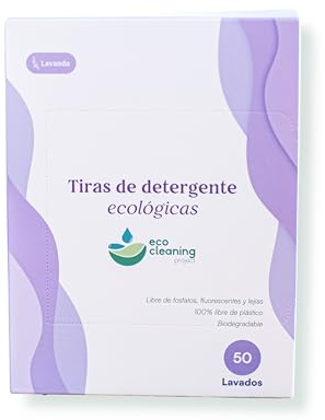 ECO CLEANING - Detergente Ecologico Lavadora | Detergente En Tiras O Toallitas Lavadora | 25 Tiras = 50 Lavados | Detergente Hipoalergénico Y Productos Ecologicos (fragancia Lavanda)