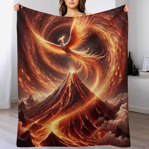 Phönix Decke Wohndecke Warm & Kuschelig Waschbar, Überwurf Ideal Für Draußen, Camping, Couch, Bett, Reisen – Superweiche Wolldecke(140×180cm)
