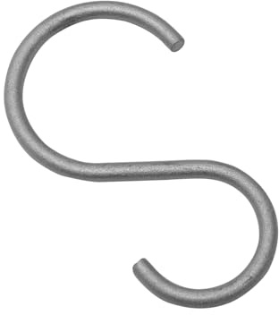 GARDINIA S-Haken für Gardinenstangen mit Ø 25 mm, Serie Industrial Home, Zum Aufhängen von Gardinen und Vorhängen, Metall, Farbe Silber, 10 Stück