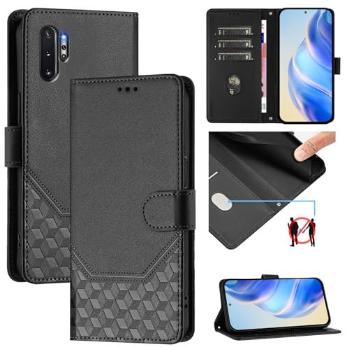 Galafu Hülle für Samsung Galaxy Note 10 Plus Hülle, PU Leder Handyhülle mit RFID Schutz, Tasche Magnet Schutzhülle mit Standfunktion für Samsung Note 10 Plus, Schwarz