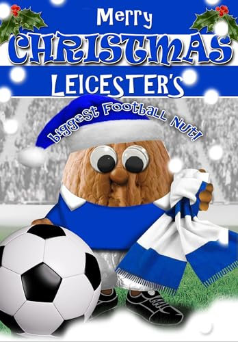 Leicester Christmas Card - Football Nut - Optional PERSONALISED XL BADGE - POSTED SAME DAY - FULL COLOUR INSIDE