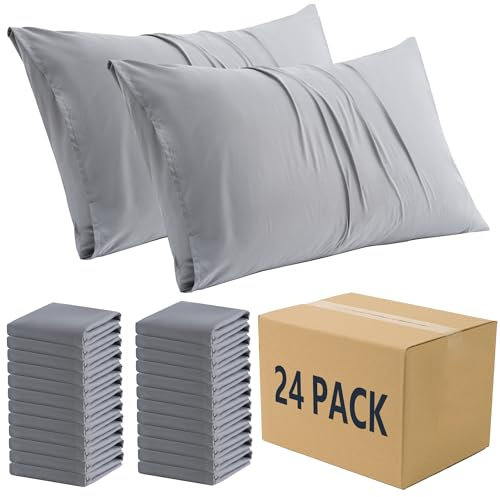 ZPECC Kissenbezüge, Queen-Size-Größe, 24 Stück, graue Kissenbezüge mit Hotelverschluss, Kissenbezüge für Zuhause, Camping, Reiseutensilien (24 Stück, 50 x 76 cm, Grau)