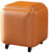 Leder-Sitzhocker mit Schwenkrollen, stapelbar, Sofa, Stuhl, Hocker, beweglicher Fußhocker, Ankleidestuhl für Wohnzimmer, Schlafzimmer, Orange, groß