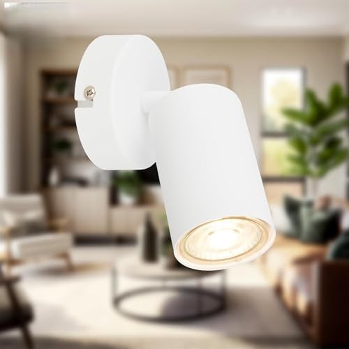 B.K.Licht - EEK A LED Wandleuchte innen schwenkbar, 3000K warmweiß, 2W, 450 Lumen, ca. 50.000h Licht, Leselampe, Wohnzimmerlampe, Lampe, Wandlampe, Küchenlampe, Flurlampe, 8x15,5 cm, Weiß