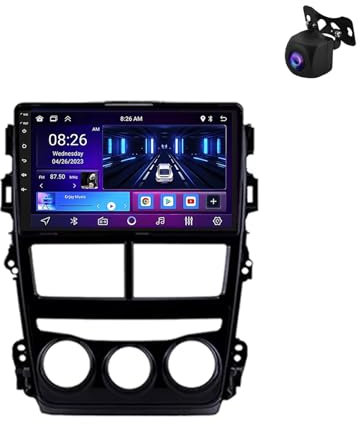 WOMGKDA 2 DIN Android 13 Autoradio per Toyota Vios Yaris 2018-2020 Radio Wireless Carplay Schermo da 9 Pollici Touchscreen Bluetooth con Android Auto(S2 1+32G)