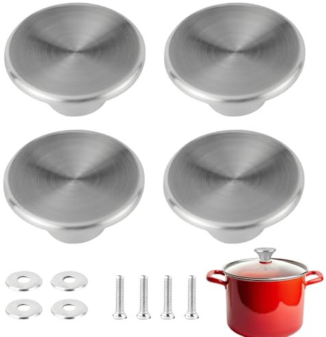 4 Pièces Couvercle de Tige de Poignée Boutons de Rechange en Acier Inoxydable Poignée Couvercle Casserole Bouton de Couvercles Cocotte en Fonte Universel pot Lid Handle pour Couvercle de Cocotte