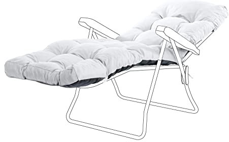 Gardenista Wasserabweisende Ersatz Sonnenliege Kissen | Outdoor Liegenauflage Recliner | Auflagen für Deckchair, Polsterauflage,Kissen für Liegestuhl, gesteppt mit sicheren Bändern (Grau)