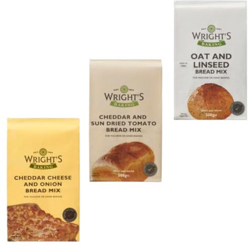 Bread Mix Bundle – Oat & Linseed 500g, Cheddar & Sundried Tomato 500g, Cheddar & Onion500g – High-Fibre Artisan Bread Flour Mix for Bread Makers & Hand Baking – Easy, Healthy, Vegetarian-Friendly