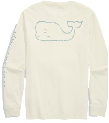 Vineyard Vines Mens Long-Sleeve Vintage Whale Pocket Tee, Stone, Large