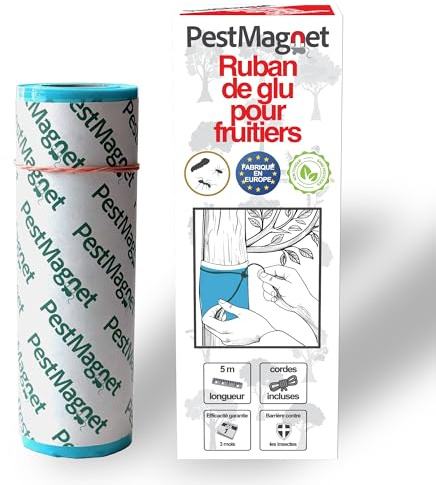 Leimring für Bäume 5m –BLAU– baumleimring, Insektenfalle gegen kriechende Insekten, Ameisen und Raupen – Ungiftig, Wasserfest – Klebeband für Obstbäume, Kirschbäume und Garten – Einfach anzubringen