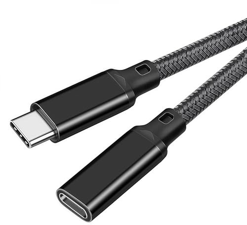 Rensaday Cable de extensión USB C trenzado de 1 m, 240 W PD 20 Gbps, extensor de nailon tipo C hembra a macho para MacBook Pro/Air, Thunderbolt 4 (negro)