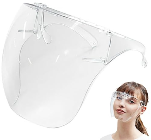 Peosaard Klare Gesichtsmaske, Gesichtsschild mit Brille, Anti-Fog-Klare Vollschildmaske, wiederverwendbare schützende Plastik-Tröpfchen-Spritzguard für Frauen Männer Kinder