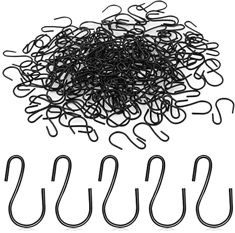 AWAOVV 120 Pcs Mini S-Shaped Metal Hooks, 1 In Black Small Decoration Hooks, Small S Hooks for DIY Crafts Jewelry Crystal Bead Curtain Christmas Tree Baubles Hanging Decoration