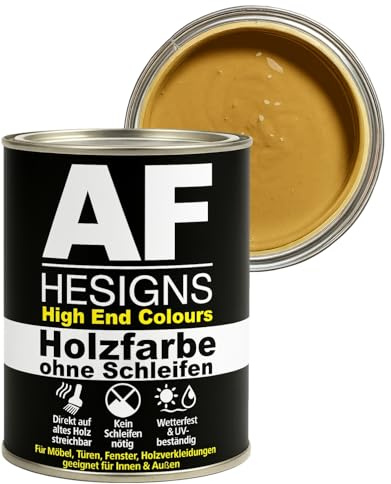 Alex Flittner Designs Peinture pour meubles, sans ponçage, jaune sable RAL1002, satiné, 750 ml, pour bois et métal, pour l'intérieur et l'extérieur