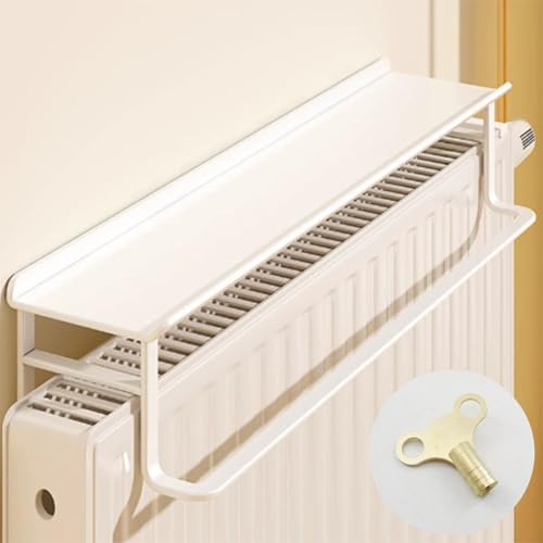 AHDFY Tablette Radiateur sans Percer, éTagèRe Flottante sur Radiateur, Tablette Radiateur, avec Espace de Rangement, Polyvalent, Convient à La DéCoration Et au Rangement,Blanc,Length 50