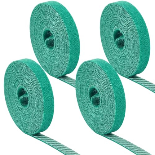 Yuwnd 40m Pflanzenbinder, 10mm Pflanzenbinder Klett Verstellbar, Garten Pflanzenband Klettverschluss Pflanzen Klettband Outdoor Grün, Klettband Pflanzen Kabelbinder für Kletterpflanzen