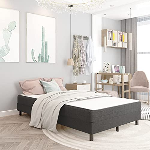 Owoxanthellate Boxspringbett Dunkelgrau 120x200 cm ohne Kopfteil, Stoffbett mit Federkernmatratze 20 cm, Robustes Bettkasten Design für Schlafzimmer und Gästezimmer
