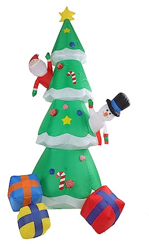 Fdit Árbol de Navidad Inflable Árbol de Navidad Inflable de LED con 3 Cajas de Regalo Inflables 15 Luces LED para Decoración de Patio Interior Al Aire Libre (Enchufe de la UE)