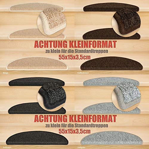 Kettelservice-Metzker Stufenmatten Kleinformat für Raumspartreppen/Wendeltreppen 55x15x3,5cm, Beige 14 Stück