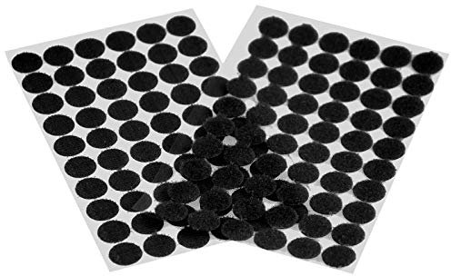 60 Klettpunkte 15mm Klettband-Punkte Klebepunkte Klettverschluss selbstklebend, Farbe:schwarz