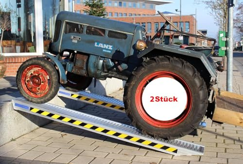 TRUTZHOLM 2X Schwerlastrampe Traglast 3300 kg pro Paar Länge 255 cm Alu | Hochwertige Aluminium Auffahrrampe Breite 30 cm Verladerampe PKW, Minibagger, Baumaschinen, Kettenfahrzeuge, Quad, Motorrad