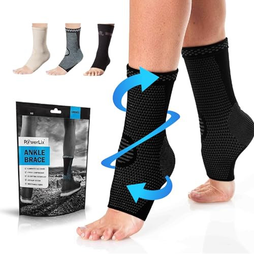 POWERLIX Sprunggelenkbandage 2 Stück, Professionelle Knöchelbandage für Damen/Männer Kompressionssocken Fußbandage für Plantarfasziitis, Arthritis, ACL, Gelenkschmerzen,Fersensporn, Sport, Blau, XL