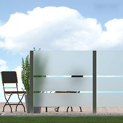 Bijon Sichtschutz Glas Terrassen, Windschutz Glaszaun, Garten, Satiniert in versetzter Anordnung PG7 B | 79x113,5 - 183,5cm