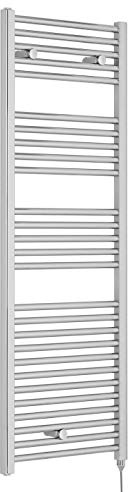 Nuie MTY152 | Modern Bathroom 500 Watt Heated Electric Ladder Towel Rail, 1375mm x 480mm, Chrome