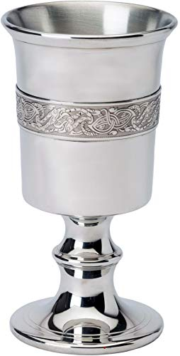 I LUV LTD 370ml Chalice with Celtic Dragon Design Banding Made from Pewter