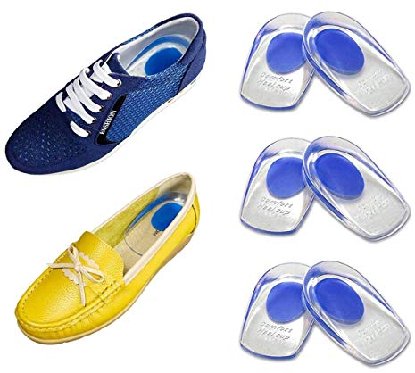 3 Pairs of Gel Heel Cups Heel Support Pads Cushions for Plantar Fasciitis Heel Pain (Men/Large)