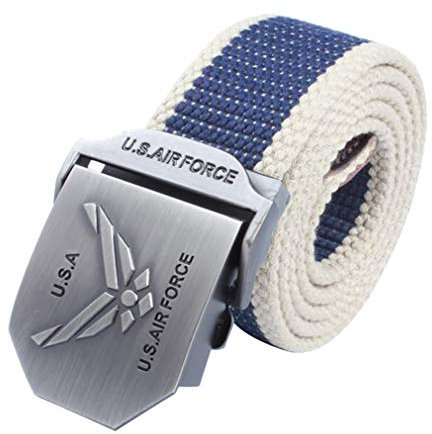 LKMY Cinture tattiche in tela di nylon da uomo Cinture di cotone US Army Air Force Cinture Fibbia in metallo, Regolazione- per Jeans | Chinos | Giorno della settimana (lanbai), Lanbai