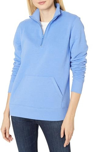 Amazon Essentials Top in Pile con Cerniera a Un Quarto a Maniche Lunghe (Disponibile in Taglie Forti) Donna, Blu Puntinato, L