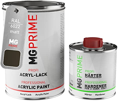 MG PRIME RAL 6022 Braunoliv/Olive drab matt Acryl-Lack 1,5 Liter / 1500 ml Dose inkl. Härter