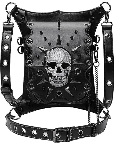 VALICLUD Steampunk Hüfttasche Punk Umhängetasche Chic Umhängetasche Gothic Tasche Pu Gürteltasche